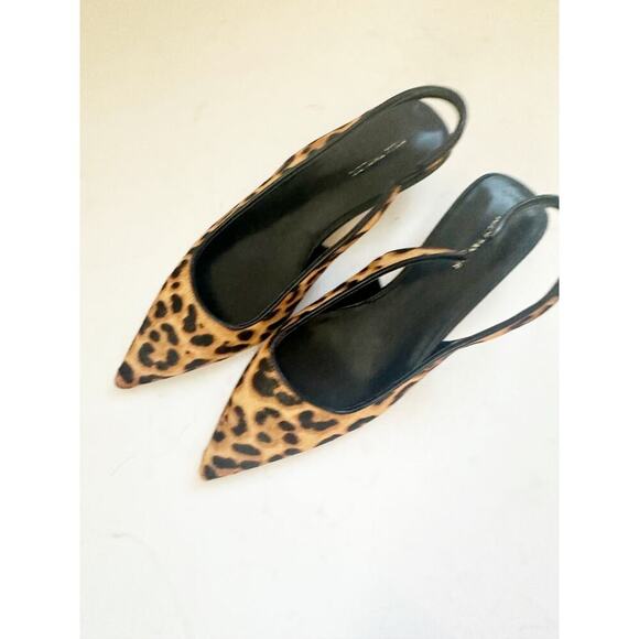 NWOB Ann Taylor Leopard Calf Hair Slingback Kitten Heel Pumps 5.5